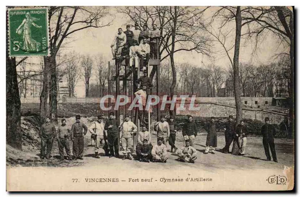 Vincennes — Fort Neuf — Artillerie-Gymnastik — Verlag ELD, Nr. 77 - Vorderseite