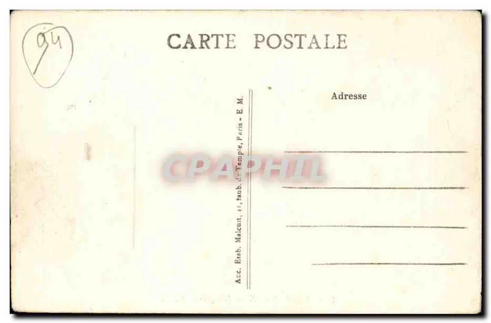 Vincennes — A Igreja E.M. — Editor: Impr. Malicut, 11, rue du Temple, Paris - Verso