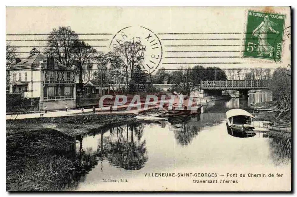 Villeneuve-Saint-Georges — Eisenbahnbrücke über die Yerres — M. Barat, Verlag - Vorderseite