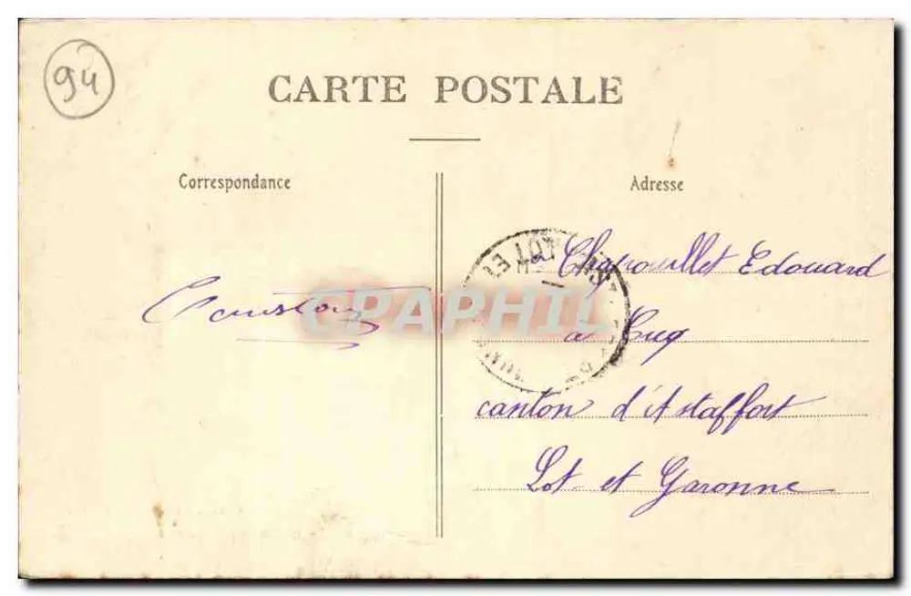 Villeneuve-Saint-Georges — Die Brücke über die Yerres — M. Burat, Verleger, 40, Rue de Paris - Rückseite