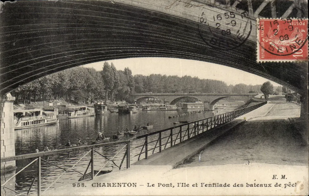 Charenton — Der Brücke, die Insel und die Schlange der Fischerboote — E. M. - Vorderseite