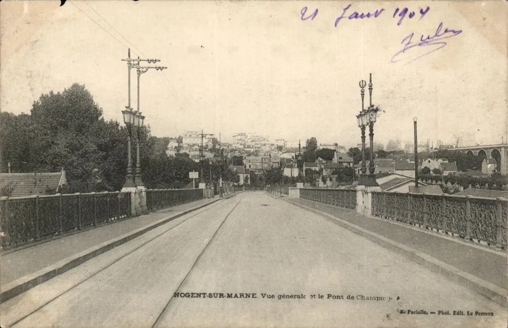 Nogent-sur-Marne — Allgemeiner Blick und die Brücke von Champigny — Éd. Faciolle, Fot. Le Perreux - Vorderseite
