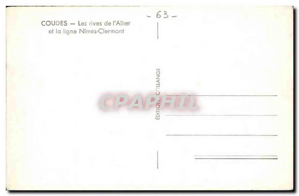 Coudes — Die Ufer des Allier und die Linie Nîmes-Clermont — Edition Collange - Rückseite