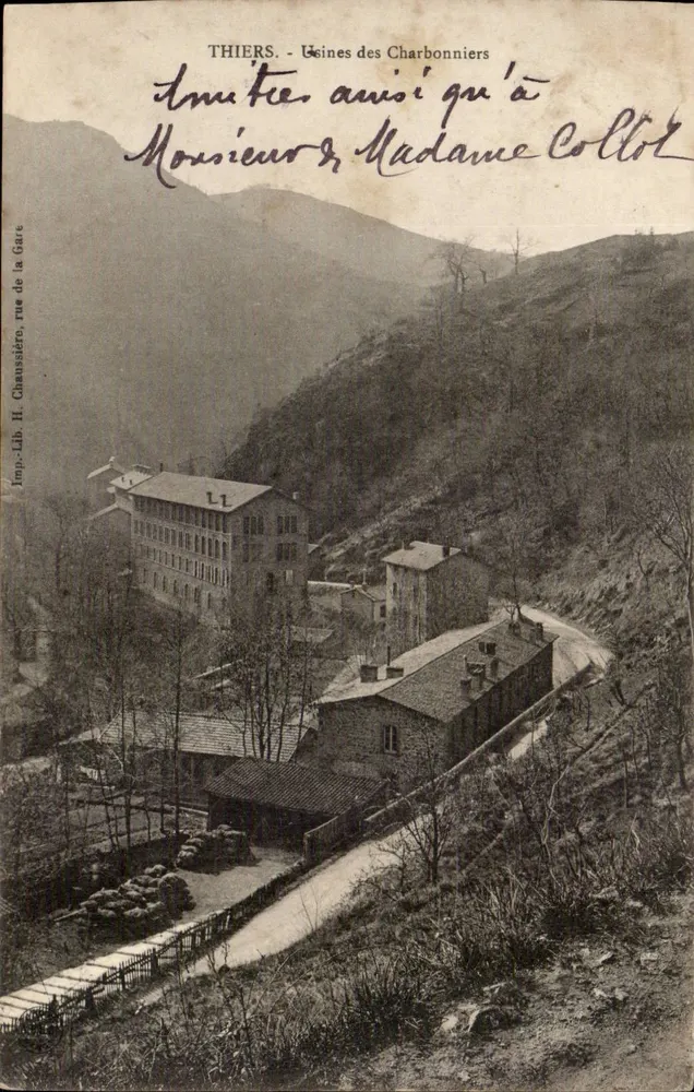 Thiers - Fábricas dos Carvoeiros — Imp. Lib. H. Chaussière, rua da Gatte - Frente