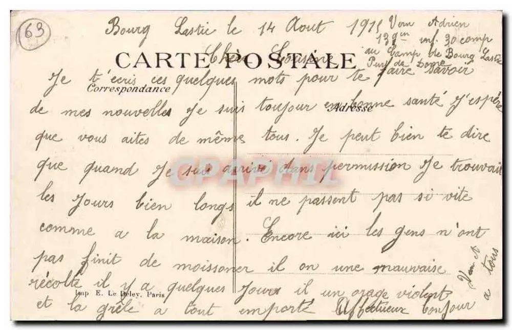 Lager Bourg-Lastic — Allgemeiner Blick — Das pittoreske Auvergne, Nr. 4050 - Rückseite
