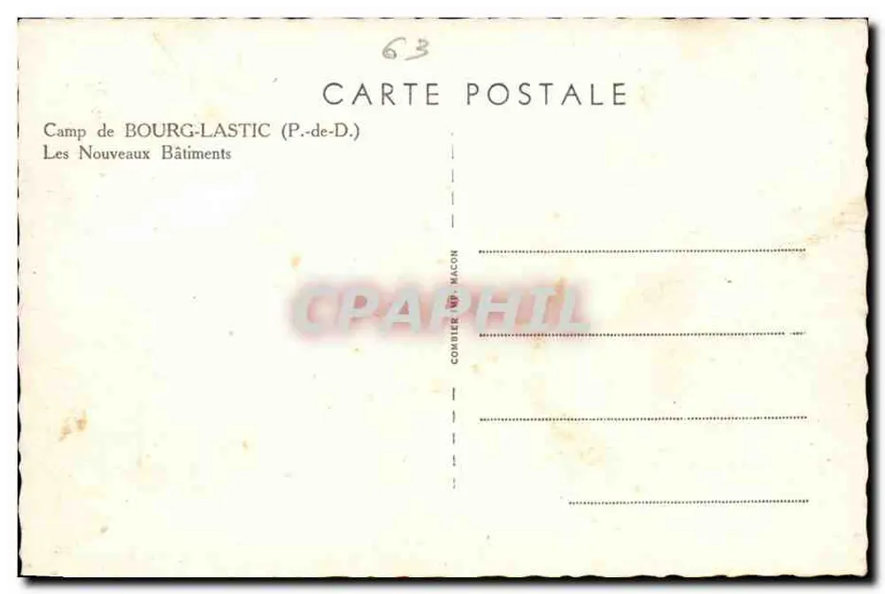 Camp de Bourg-Lastic (P.-de-D.) — Die Neubauten — Combiér & Macon, Nr. 63 - Rückseite