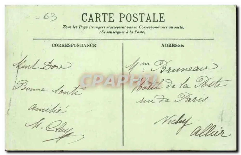 LE MONT-DORÉ — La Rue Ménaadier — Verlag M. Chay, Nr. 57 - Rückseite