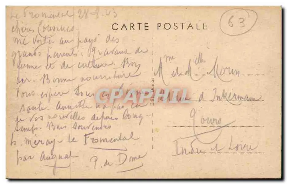 Ardes-sur-Couze (P.-de-D.) — Blick auf Fromental — Edition Barrat - Rückseite