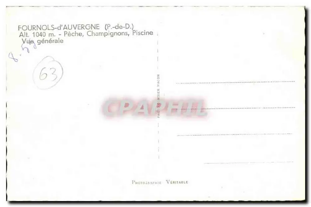 Fournols-d'Auvergne — Allgemeiner Blick — Echte Fotografie - Rückseite