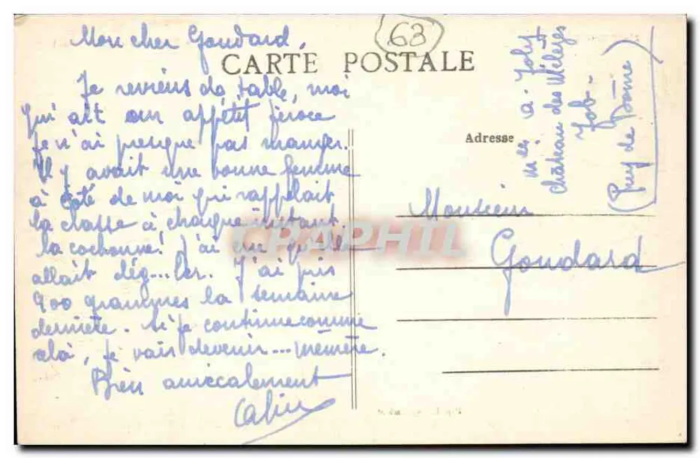 Job - Allgemeiner Blick (Südseite) — Auvergne, Serie A08 — Verlag Auvergne - Rückseite