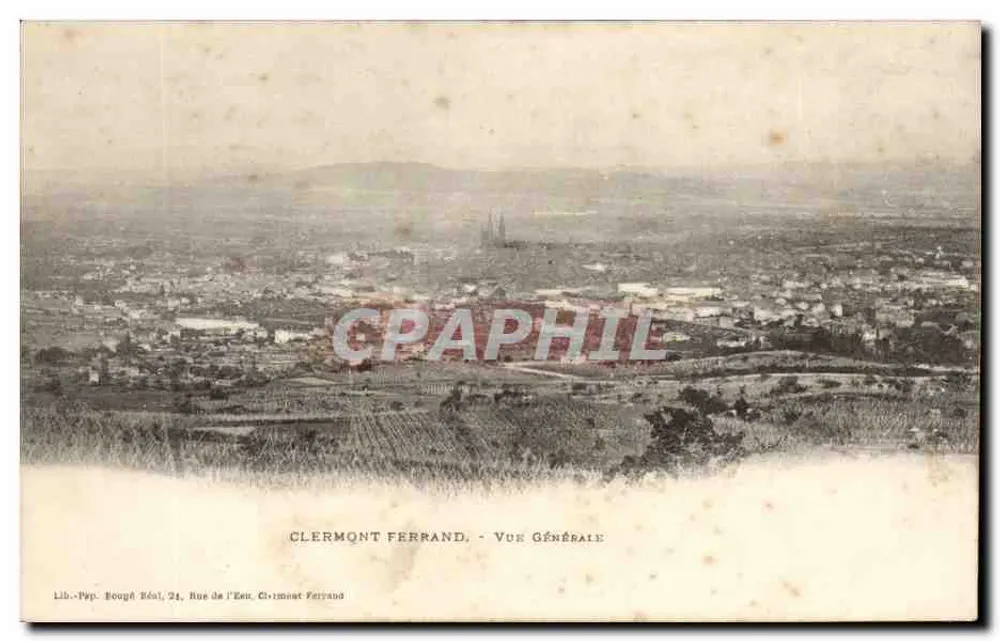Clermont-Ferrand - Vista Geral — Lib. Pap. Rougé Réol, 24, Rue de l'Écu, Clermont Ferrand - Frente