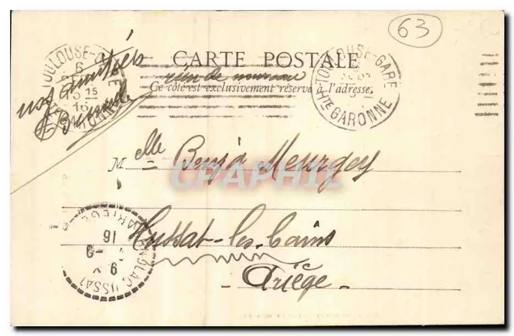 Montferrand - Casa do Elefante — Lib. Bourgée-Boëal, 21, rue de l'Écu, Charmont-Ferrand - Verso