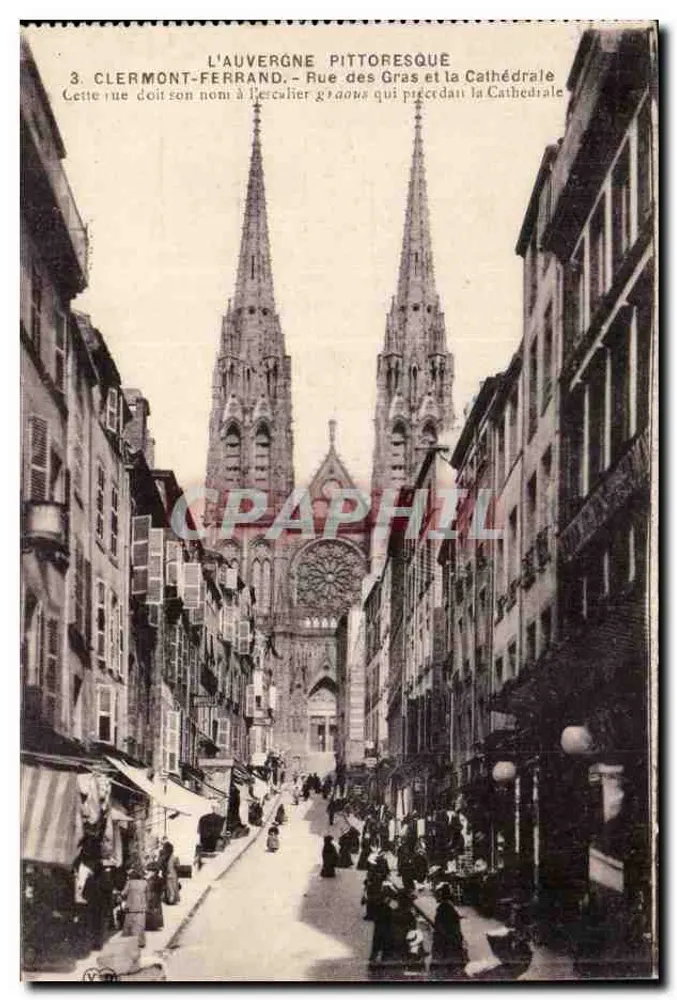 Clermont-Ferrand — Rue des Gras und die Kathedrale - Vorderseite