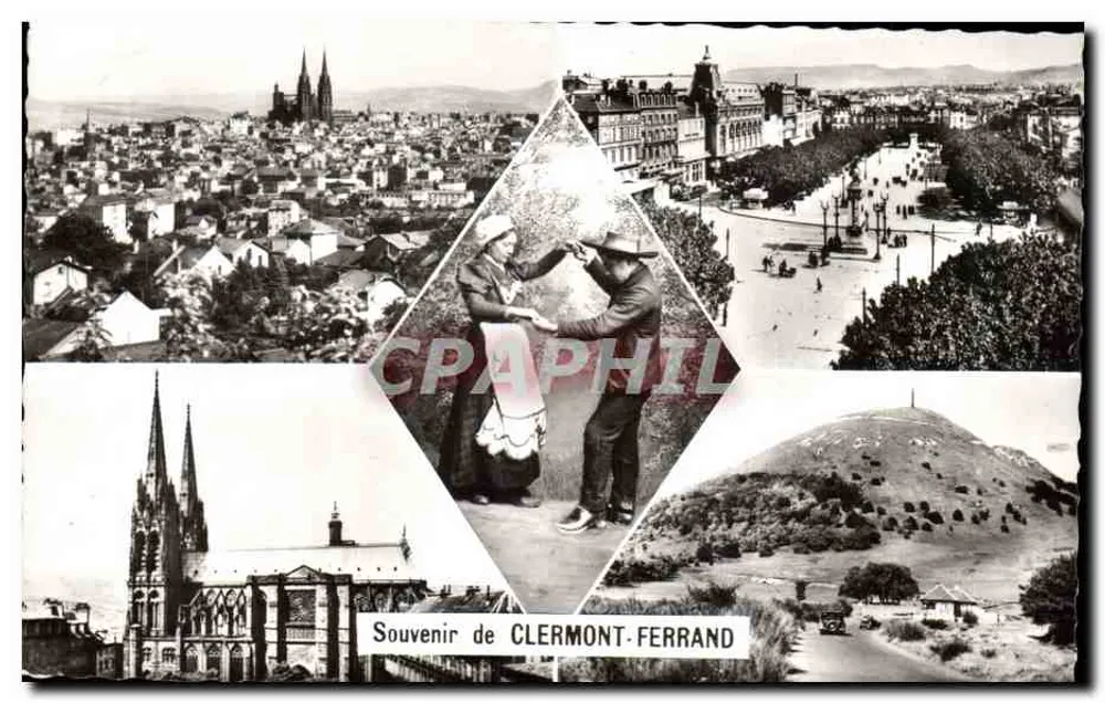 Clermont-Ferrand — Vista geral, catedral, Puy de Dôme — Réal-Photo - Frente