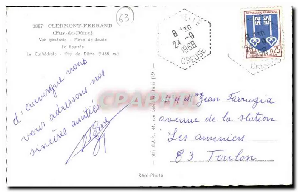 Clermont-Ferrand — Vista geral, catedral, Puy de Dôme — Réal-Photo - Verso