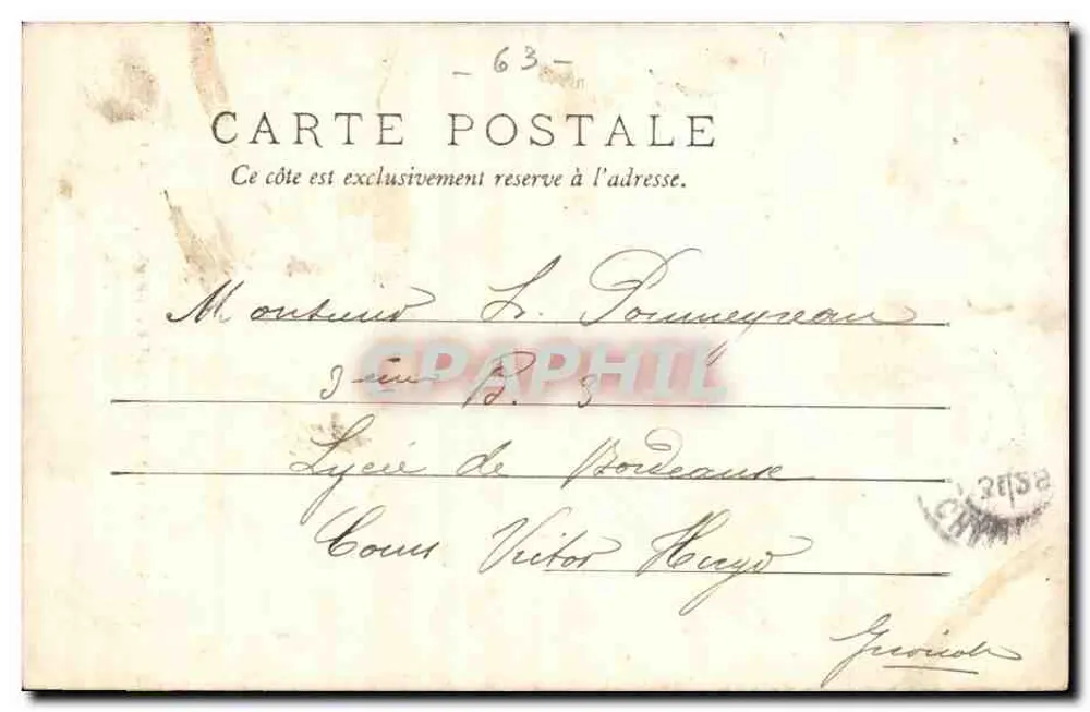 Clermont-Ferrand — Lycée Blaise Pascal — wydawca nieznany, numer seryjny 113 - Rewers