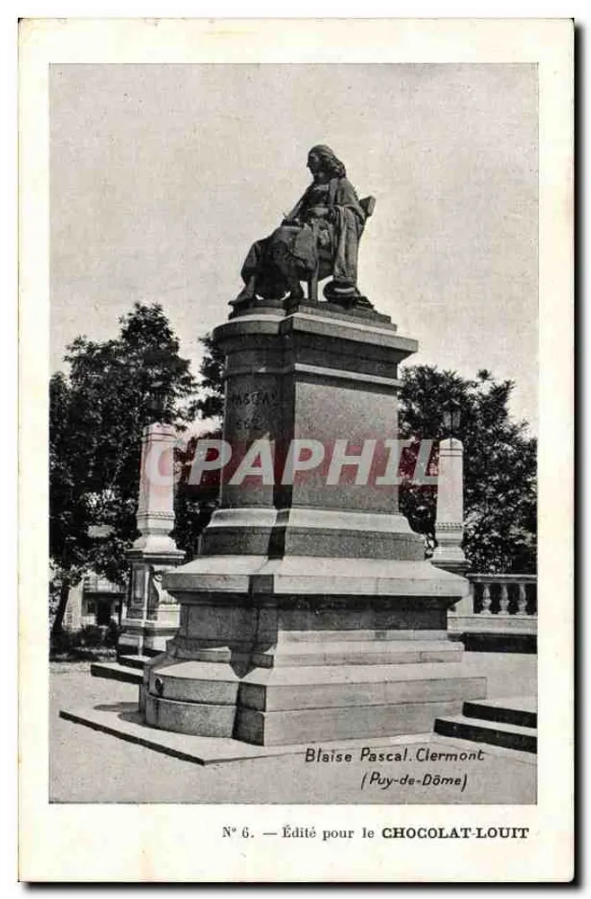 Estátua de Blaise Pascal — Puy-de-Dôme — Editada para o CHOCOLAT-LOUIT - Frente