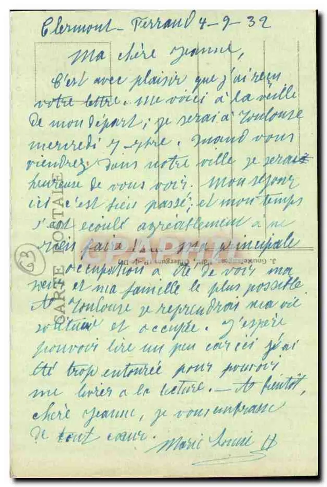 Clermont-Ferrand — Straße Montlosier und Glacis der Poteine — G. D'O. n°120 - Rückseite