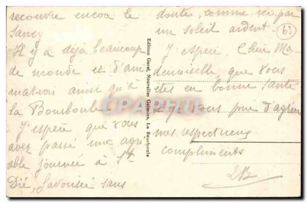 La Bourboule — Allgemeiner Blick vom Rocher des Fées — Édition Garel, Nouvelles Galeries, La Bourboule - Rückseite
