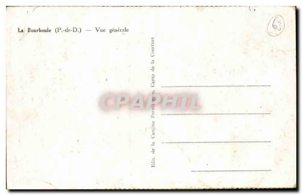 La Bourboule (P.-de-D.) — Vista geral — Editora da Cantine Permanente - Verso