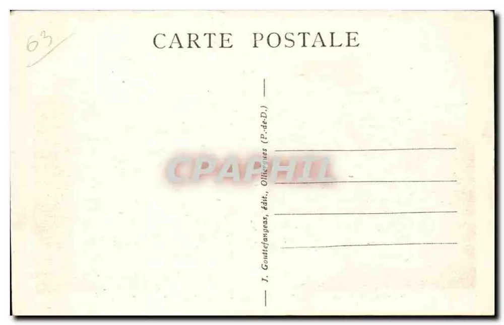 O PUY-DE-DÔME visto do pé (alt. 1465 m.) — G. D'O. — n° 1112 B - Verso