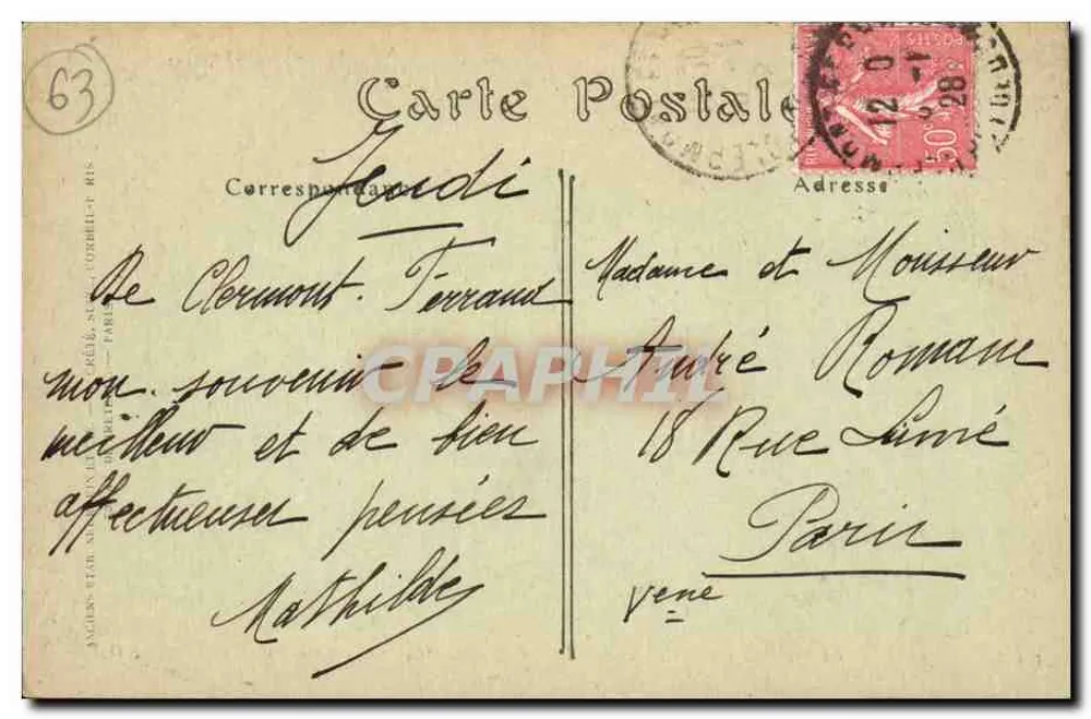 Clermont-Ferrand — Die Versteinerte Quelle von Peru — ND Phot. - Rückseite