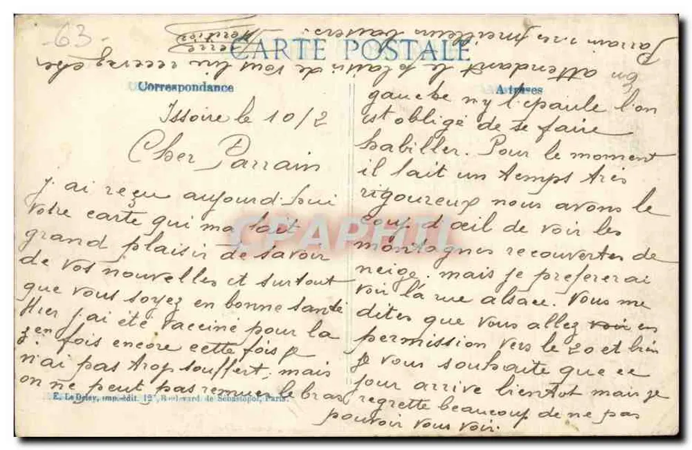 Souvenir de Issoire — editor E. Le Drieu, Paris — n°63 - Verso