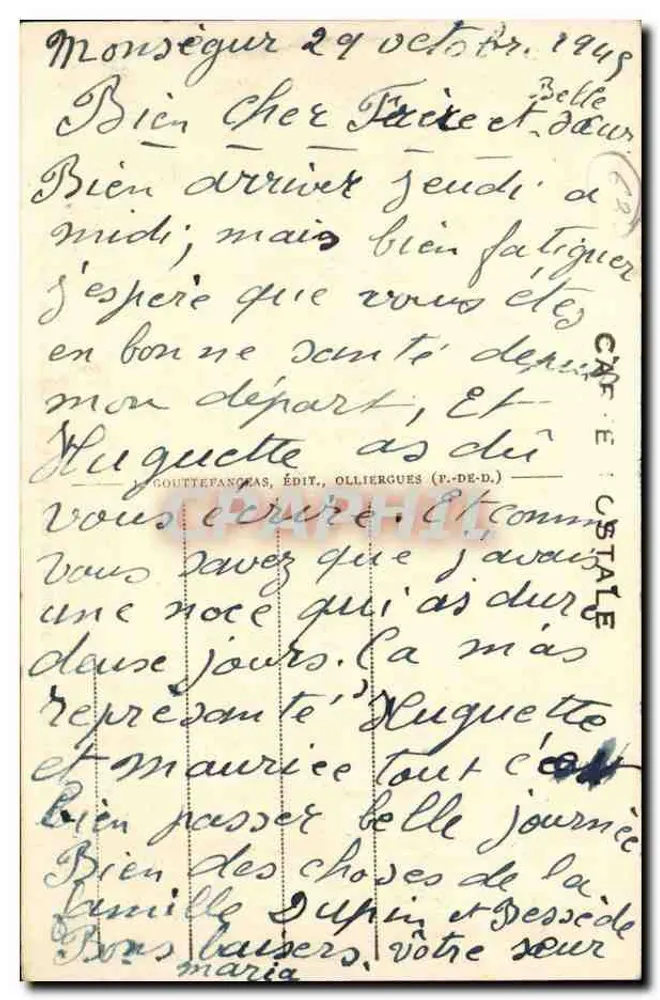 Le PUY GROS von der Route du Mont-Dore nach Bourboule gesehen — G. D'O. 839 - Rückseite