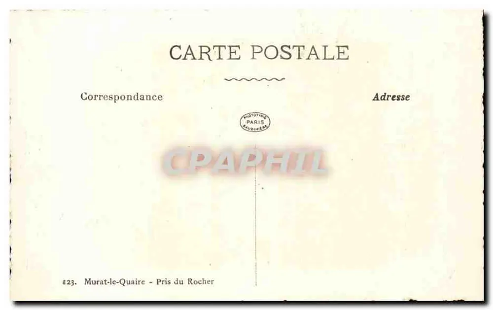 Murat-le-Quiare — Tomada do Rocher — Fototipia Paris - Verso