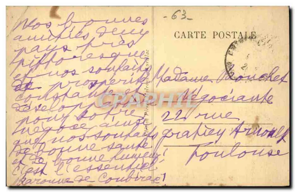 Entraygues - Pont Notre-Dame — Auvergne — B. 225 - Rückseite