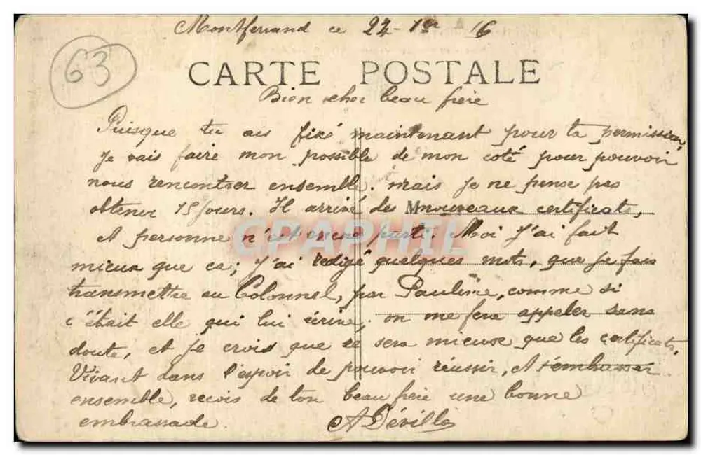 Le Mont-Dore — Allgemeiner Blick vom Künstlerpfad — Verlag: Auvergne Pittoresque, Nr. 3358 - Rückseite