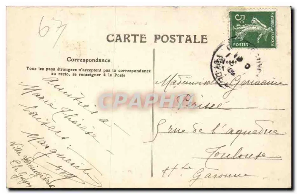 Châtelguyon — Pejzaż z portretem — M.T.L. nr 219 - Rewers