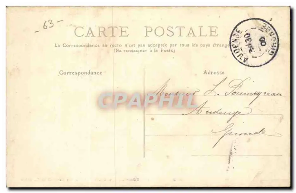 Châtelguyon — Allgemeiner Blick auf die Altstadt und den Calvary — anonymer Verlag, n° 343 - Rückseite
