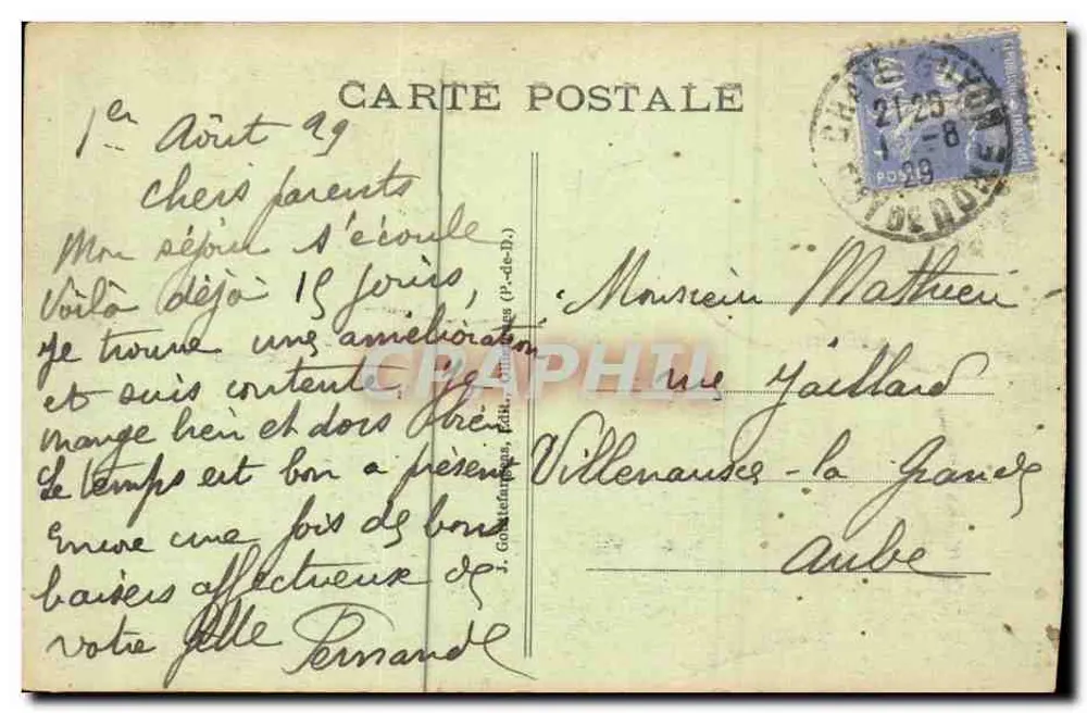 Châtelguyon - A Igreja e o Povoado — g.d'o. - 778 - Verso