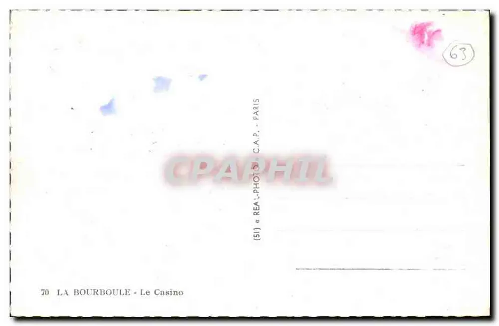 O Casino de La Bourboule — editor C.A.P. - n°70 - Verso