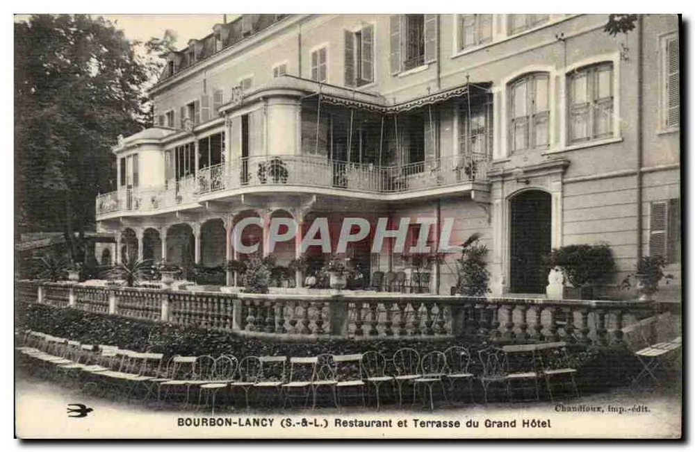 Bourbon-Lancy — Restaurant und Terrasse des Grand Hôtel — Chandloux, Verlag - Vorderseite