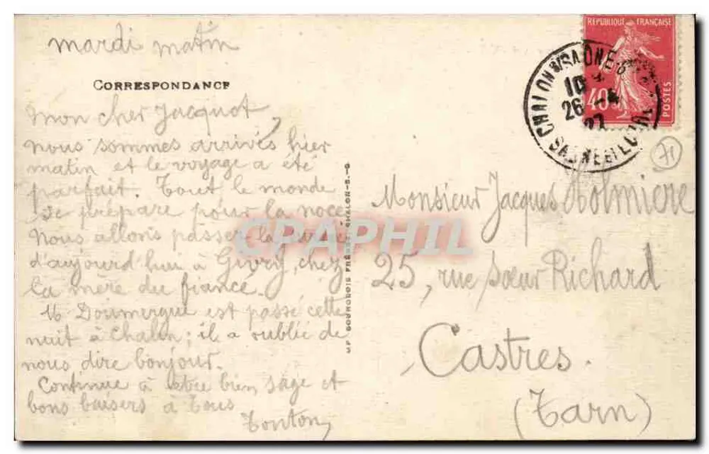 Chalon-sur-Saône - Catedral de São Vicente — editor não identificado, número de série não visível - Verso