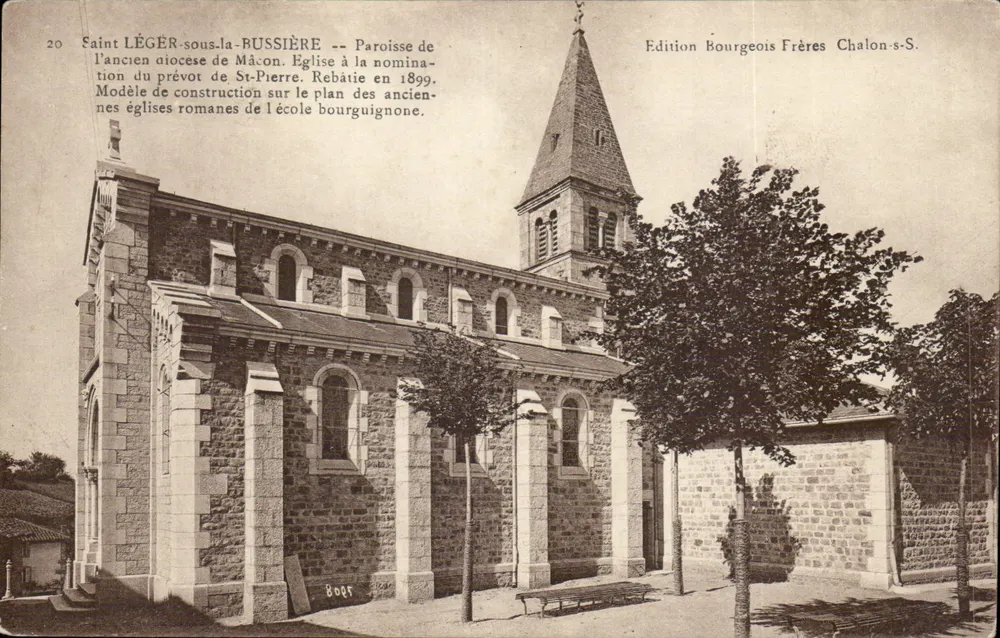 Saint LÉGER-sous-la-ROUSSIERE — Kirche, neu errichtet 1899 — Edition Bourgeois Frères Chalon-s-S. - Vorderseite
