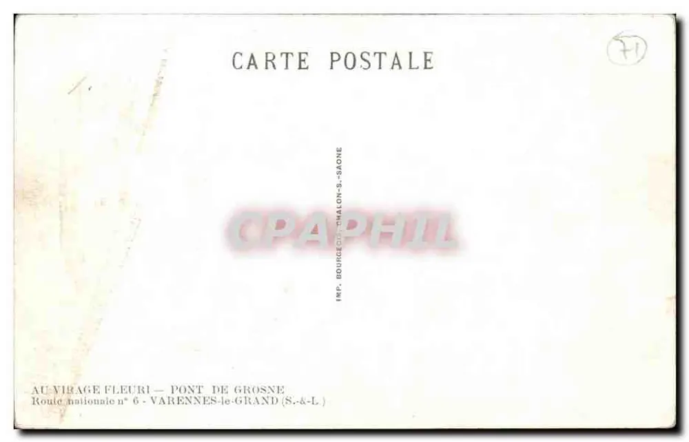 Pont de Grosne — Varennes-le-Grand — Verlag: Imp. Bourge-dit-Malon-Saône - Rückseite