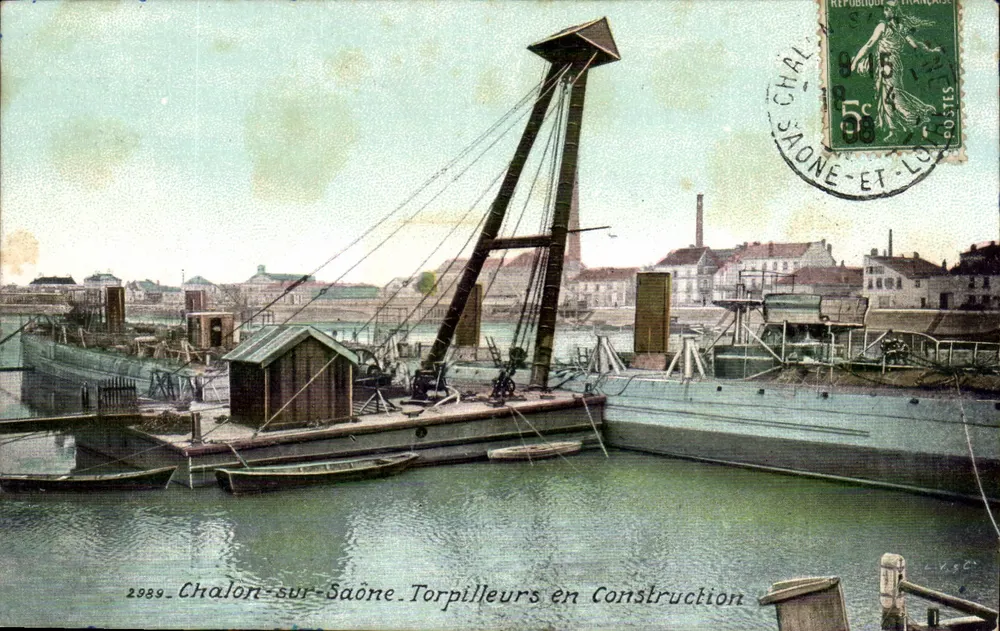 Chalon-sur-Saône — Torpilleurs in Bau — E. Lemoiné, Paris - Vorderseite