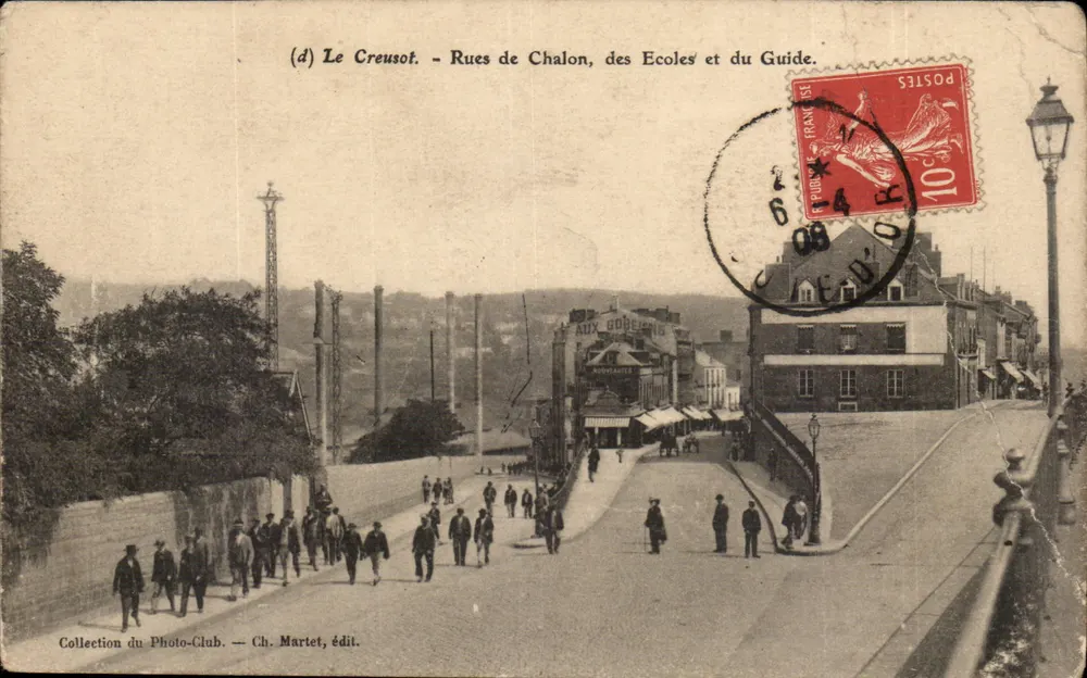 Le Creusot — Straßen von Chalon, Schulen und der Guide — Sammlung des Photo-Clubs, Ch. Martet, Verlag - Vorderseite