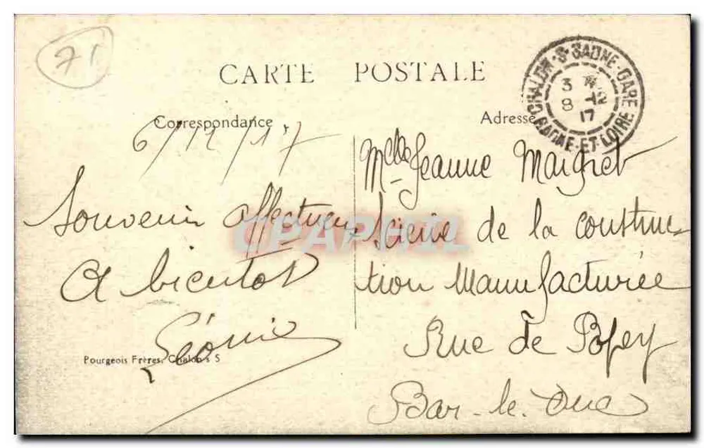 Chalon-sur-Saône — Panoramablick auf St-Laurent — Édit. H. F. Chalon s. S. - Rückseite