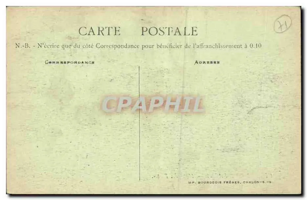 Chalon-sur-Saône — Hotel das Correios — B. E. Chalon - Verso
