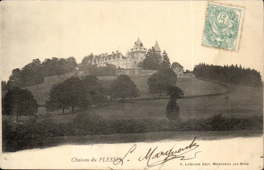 Castelo do Plessis — vista panorâmica — A. Lemoine Ed. Montceau-les-Mine - Frente