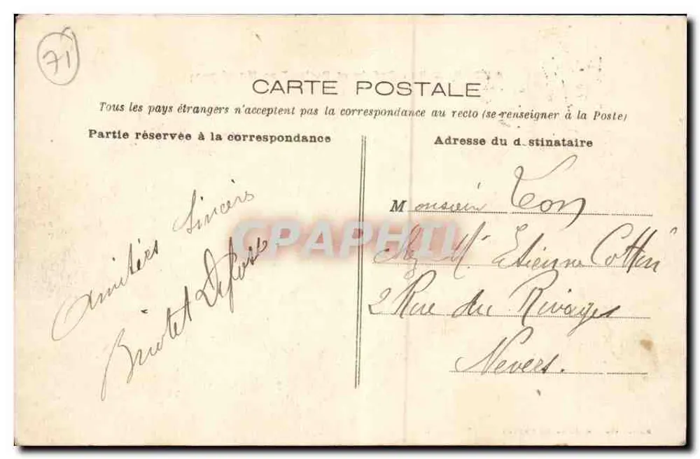 Autun — Rue Guérin und Petite Rue Maronaux — Phototypie J. Coqueugniot - Autun - Rückseite