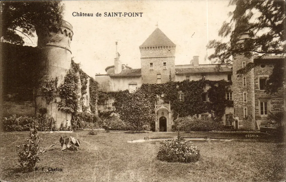 Castelo de SAINT-POINT — vista do parque e das torres — B. F. Chaton, n° 2501x - Frente