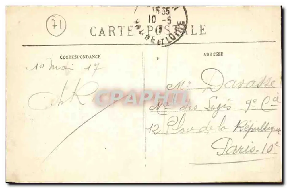 Digoin — Kanalbahn und Pont des Fainéants — F. Cachet, phot.-edit - Rückseite
