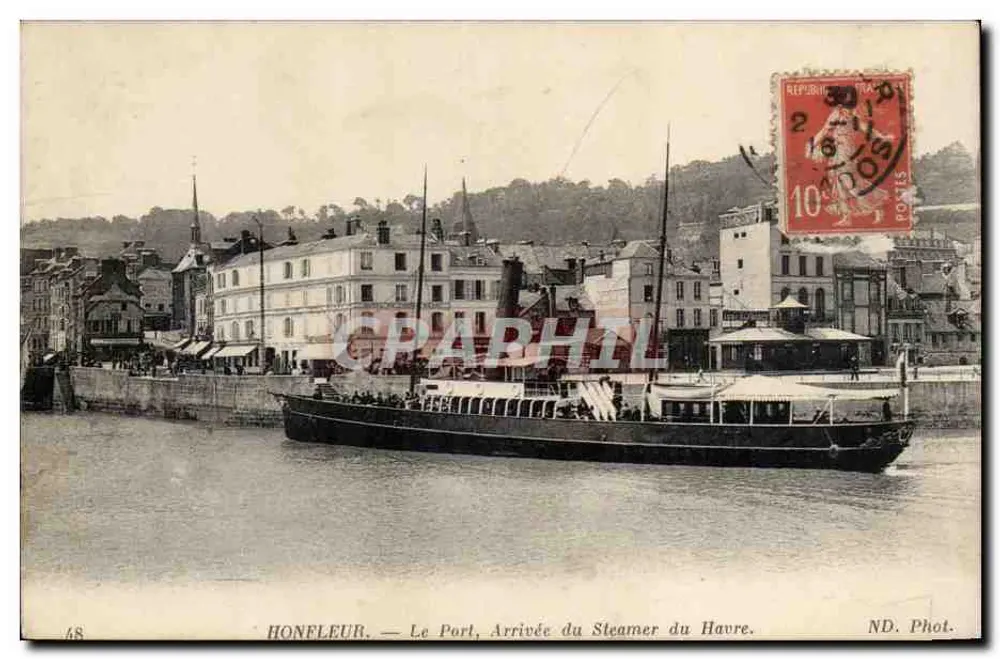 HONFLEUR — El Puerto, Llegada del Vapor de Le Havre — ND. Foto. - Anverso