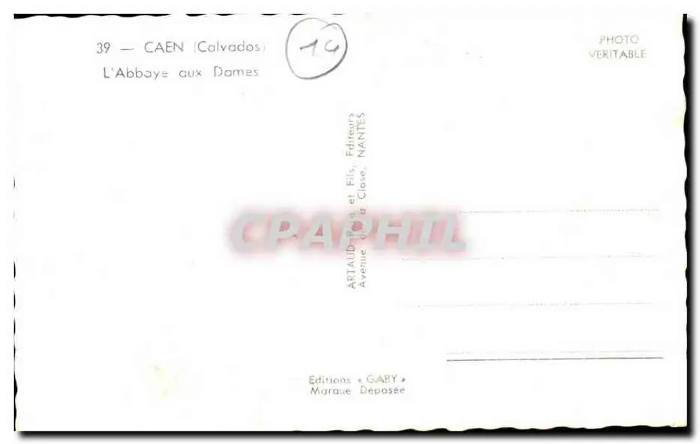 A Abadia das Senhoras — Caen (Calvados) — Éditions GARY, Nantes - Verso