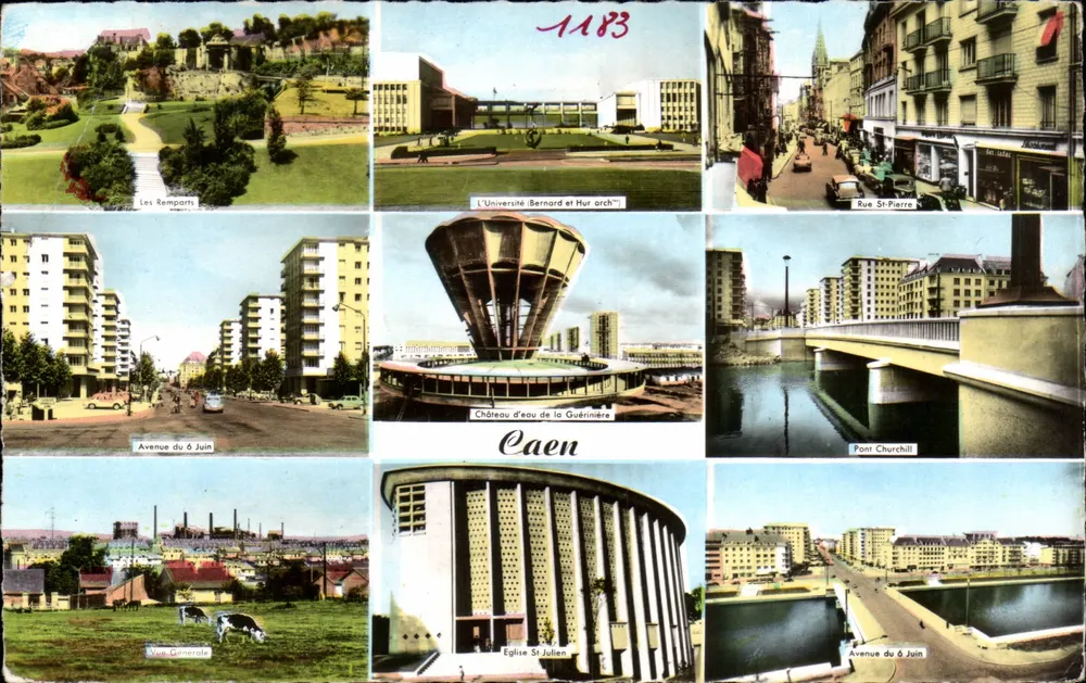 Caen — Vista panorâmica e locais urbanos — Réal-Photo, n° 1183 - Frente